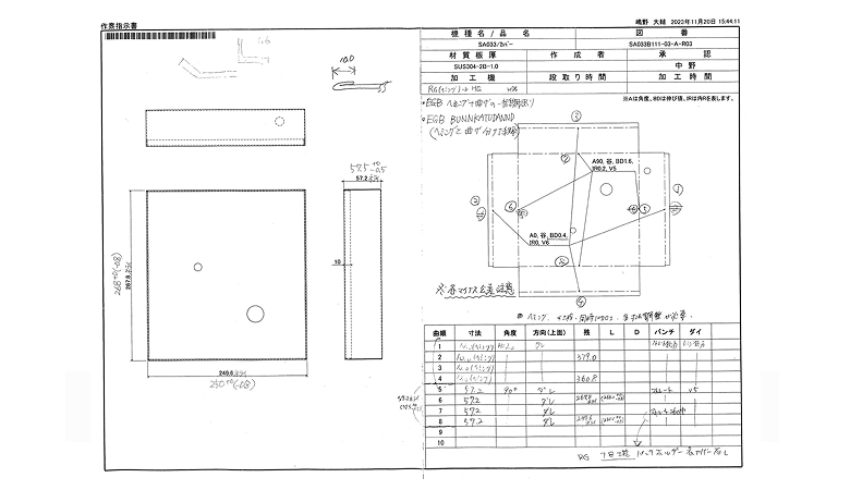 作業指示書の例