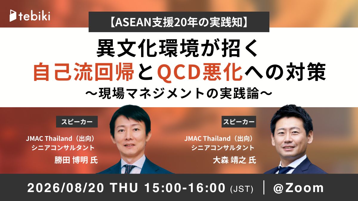 【ASEAN支援20年の実践知】異文化環境が招く"自己流回帰"とQCD悪化への対策～現場マネジメントの実践論～