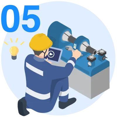 作業時に動画マニュアルを確認しながら作業を実施